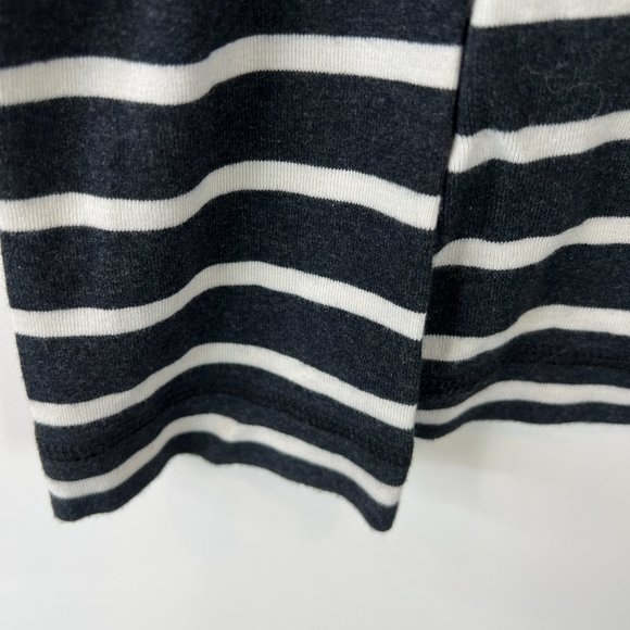 Tory Burch Sz Medium Gray White Striped Graphic Tee - Picture 11 of 15